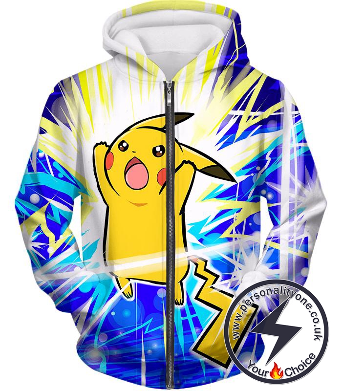 Pokemon Super Cute Thunder Pokemon Pikachu Awesome Graphic Zip Up Hoodie